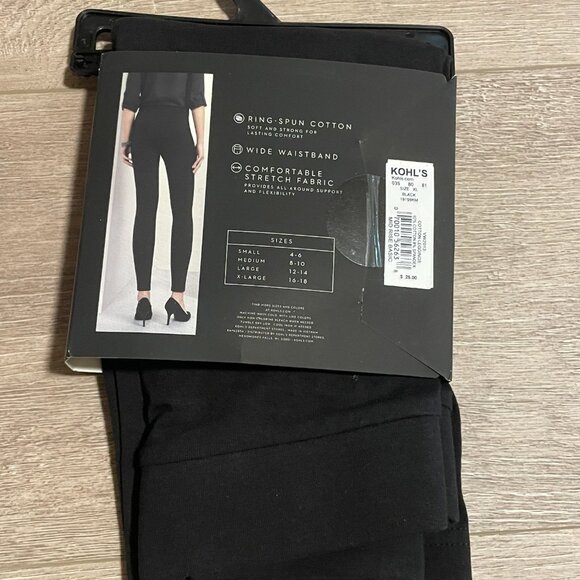 NWT Simply Vera Wang Mid Rise Black Cotton Leggings Women's XL - Picture 2 of 2